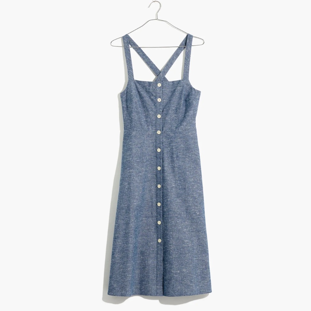 Madewell Chambray Tank Button-Front Midi Dress | Size 2